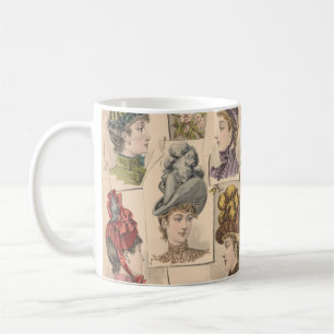 1887 French Victorian Hat Fashion Plate Coffee Mug