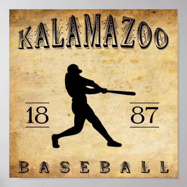 1887 Kalamazoo Michigan Baseball Poster (Front)
