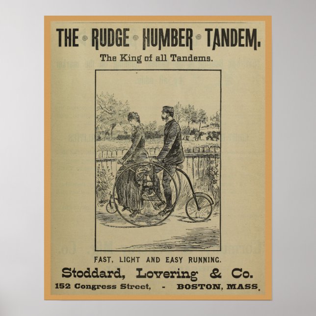 1887 Vintage Rudge Bicycle Magazine Ad Art Poster (Front)