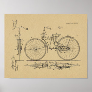 1888 Vintage Bicycle Design Patent Art Print