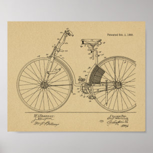1889 Vintage Bicycle Dress Guard Patent Art Print