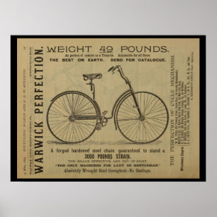 1889 Vintage Bicycle Magazine Ad Art Poster