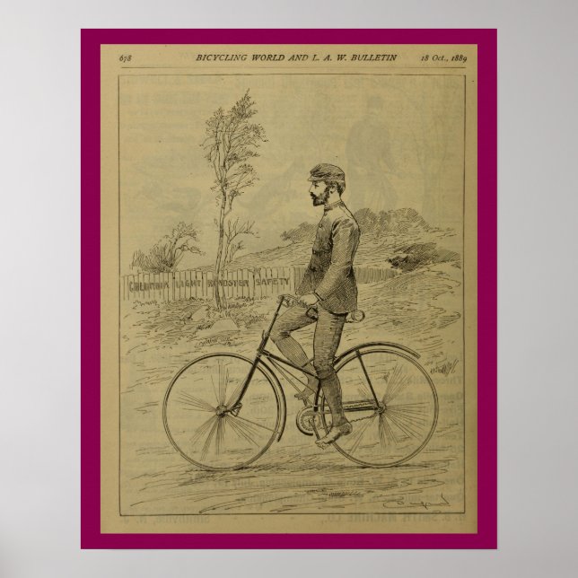 1889 Vintage Bicycle Magazine Ad Art Poster (Front)