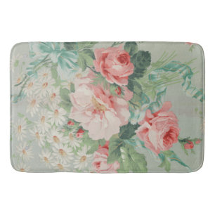 1890 British Vintage Fabric Roses & Daisies  Bath Mat
