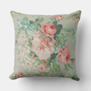 1890 British Vintage Fabric Roses & Daisies Cushion