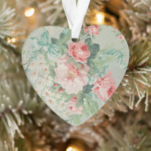 1890 British Vintage Fabric Roses & Daisies  Ornament