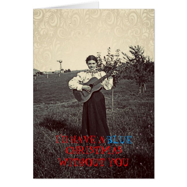 1890 Guitar Playing Women Christmas Card Any Card (Front)