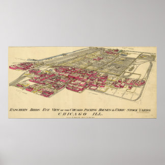 1890 Map of Chicago's Meatpacking District Poster