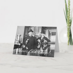 1890 Saloon Bar Men Cheers Old Chap Happy Birthday Card
