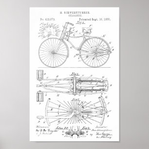 1890 Vintage Bicycle Design Patent Art Print