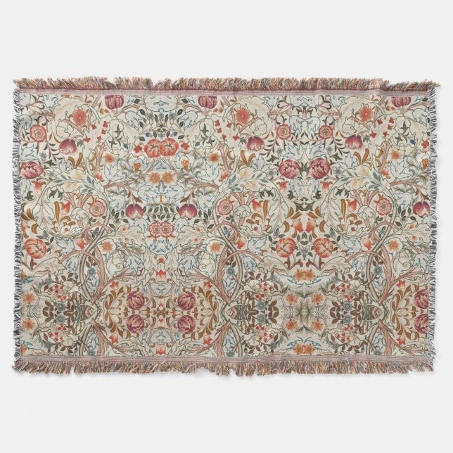 1890 Vintage William Morris Acanthus Portière Throw Blanket (Front)