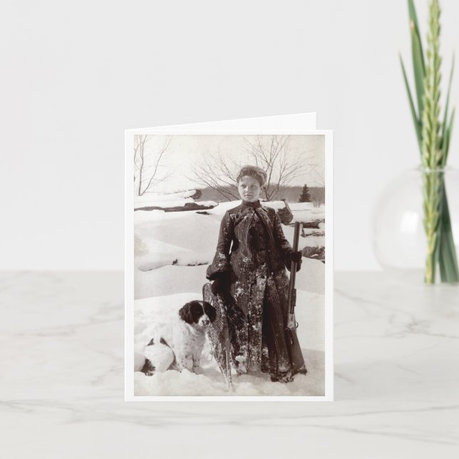 1890 Woman and her Brittany Hunting Dog Card (Front)