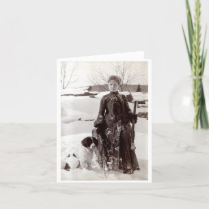 1890 Woman and her Brittany Hunting Dog Card