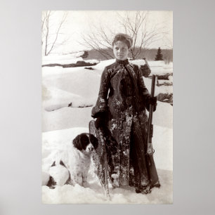 1890 Woman and her Brittany Hunting Dog Poster