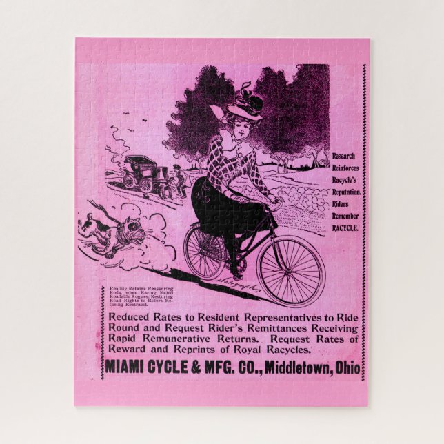 1890s bicycle ad The Racycle Jigsaw Puzzle (Vertical)