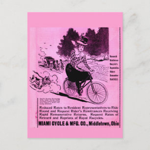 1890s bicycle ad The Racycle Postcard