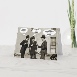 1890's Dapper Men Toasting Speech Bubbles Custom Card