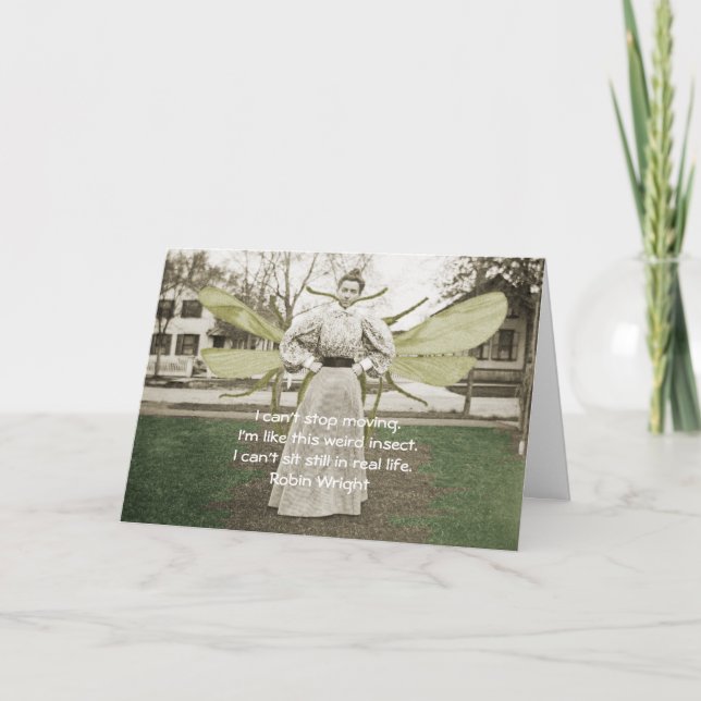1890's Fidgety Insect Woman Photo and Quote Card (Front)