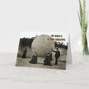 1890'S GLOBE SPHERE SAFE TRAVELS WORLD PHOTOGRAPH CARD