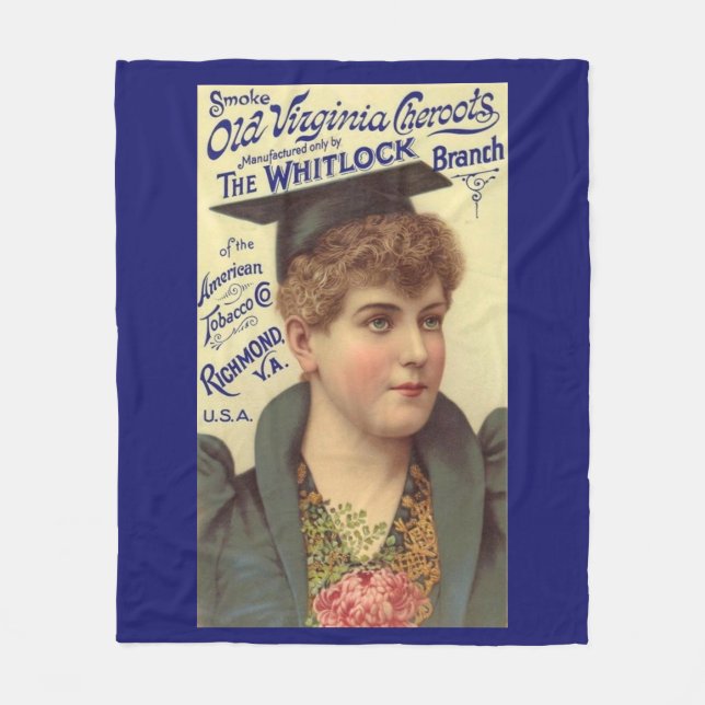 1890s Old Virginia Cheroots ad Fleece Blanket (Front)