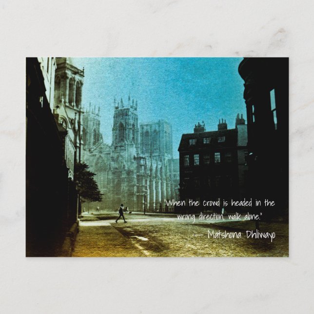 1890's Photo Colourized Walk Alone Quote Man Walk Postcard (Front)