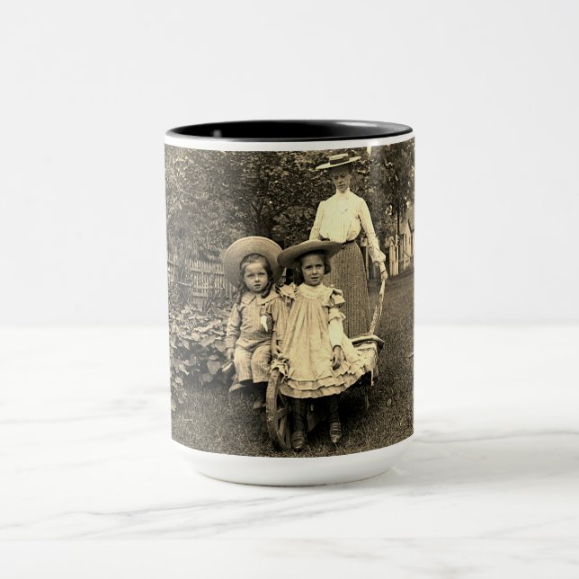 1890's Photo Heirloom Garden Mother Daughters girl Mug (Center)