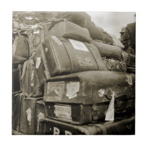 1890's TRAVEL LUGGAGE TEAMSTER WAGON SUITCASE Ceramic Tile