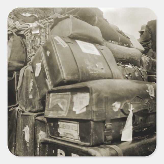 1890's TRAVEL LUGGAGE TEAMSTER WAGON SUITCASE Square Sticker (Front)