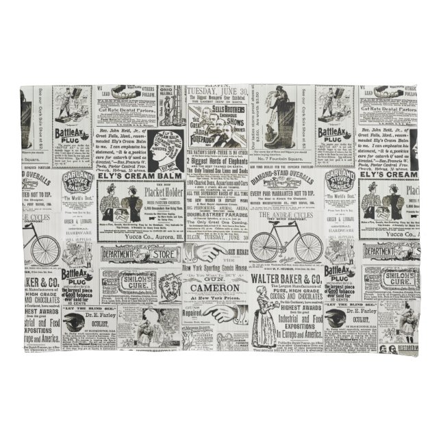 1890's Victorian Funny Ads Newspaper Ads Graphics Pillowcase (Front-Left)