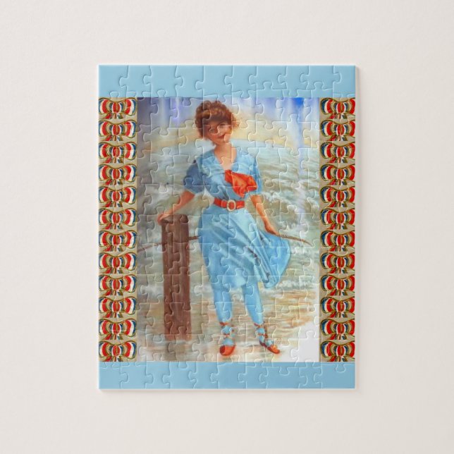 1890s Victorian lady on the beach Jigsaw Puzzle (Vertical)