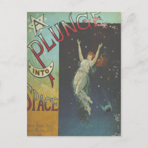 1890s Vintage Space Woman Book Cover Postcard