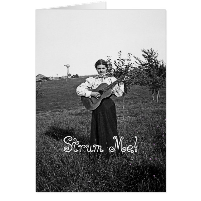 1890's Woman with Guitar Photo Strum Me! Your text (Front)