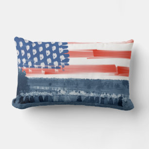 1890's  Women Tug of War Tug-O-War American Flag Lumbar Cushion