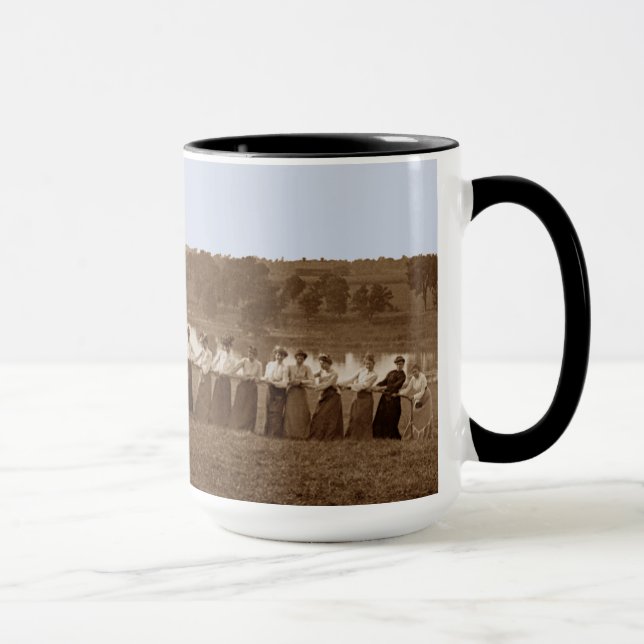 1890's  Women Tug of War Tug-O-War sepia  Elgin IL Mug (Right)