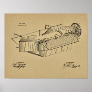 1891 Airship Aeroplane Patent Art Drawing Print