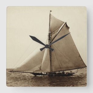 1891 American Yacht at Sea Square Wall Clock