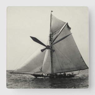 1891 American Yacht at Sea Square Wall Clock