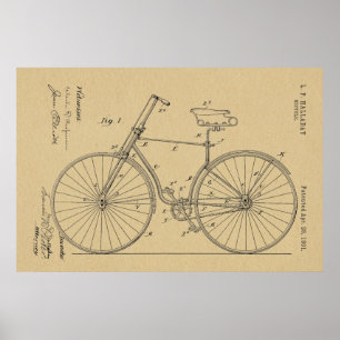 1891 Bicycle Patent Art Drawing Print