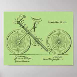 1891 Vintage Tubular Bicycle Patent Art Print
