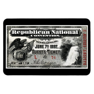 1892 Republican Convention Ticket Magnet