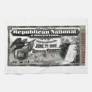 1892 Republican Convention Ticket Tea Towel