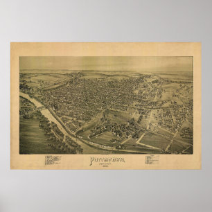 1893 Panoramic Map Pottstown PA Pennsylvania Poster