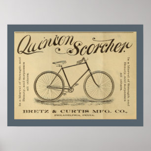 1893 Quinton Scorcher Bicycle Ad Art Poster