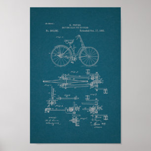 1893 Vintage Bicycle Gears Patent Print Blueprint