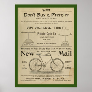 1893 Vintage Bicycle Magazine Ad Art Poster