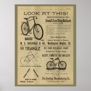 1893 Vintage Bicycle Magazine Ad Art Poster