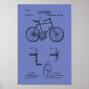 1893 Vintage Bicycle Patent Print Customise