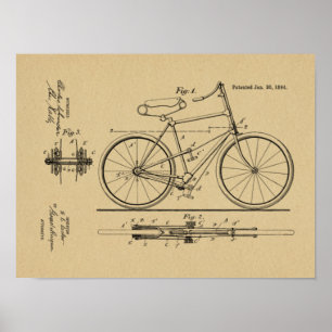 1894 Lever Propelled Bicycle Patent Art Print