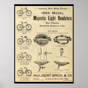 1894 Majestic Light Roadsters Bicycle Ad Poster