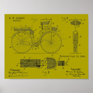 1894 Military Bicycle Patent Art Drawing Print